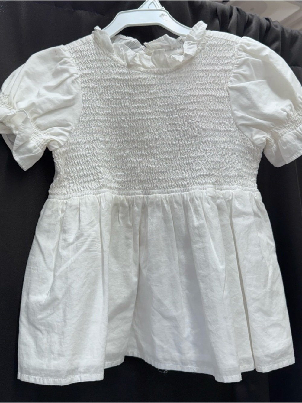 Janie and Jack White Smocked Short-Sleeve Top